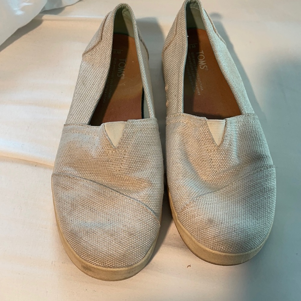 Toms Silver Slip Ons